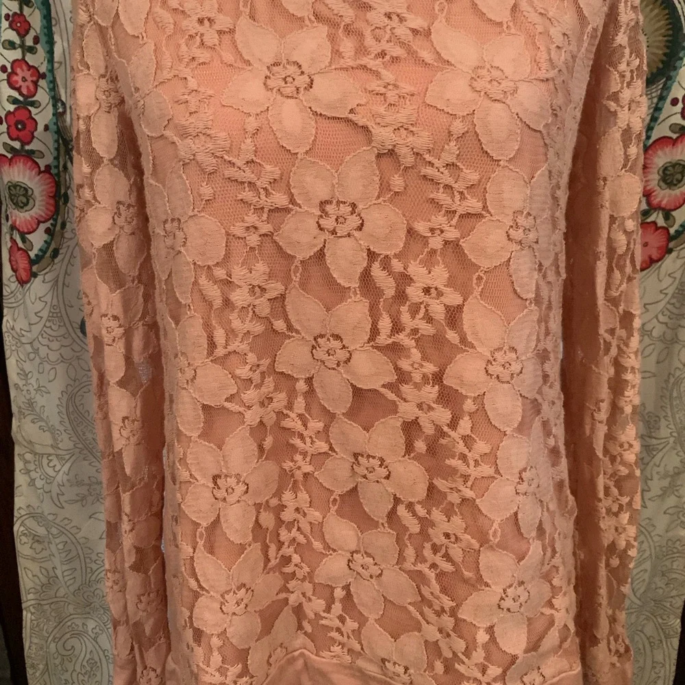 Adrianna Papell Size Medium Blush Pink Floral Lace L/S
